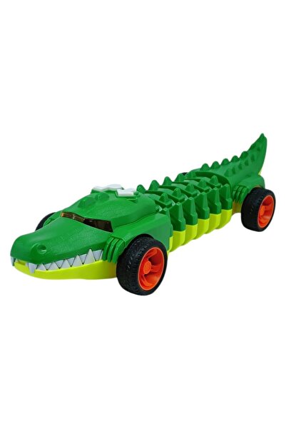 Vardem Timsah Araba - Otomatik Hareketli Sesli Işıklı 32 cm - Yeşil Timsah