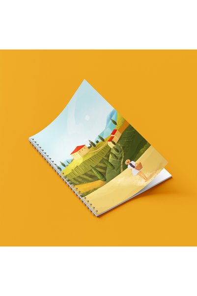 ARTHOUSECOLLECTIVE دفتر ملاحظات حلزوني A4 - دفتر مدرسي غير مسطر - 80 ورقة / 160 صفحة - غلاف ملصق بمنظر طبيعي