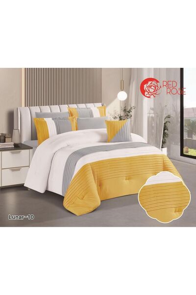 Red Rose Lunar Summer Bedding Set (Double Size, 7 Pieces) – Light Elegance an...