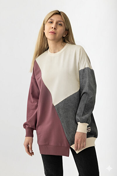 Suede Style 9097 - 2 Thread Denim Garnished Comfortable Stylish Women's Tunic