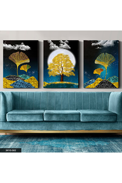 Evinemoda Луна и златно дърво, 3-частна платно - Платно