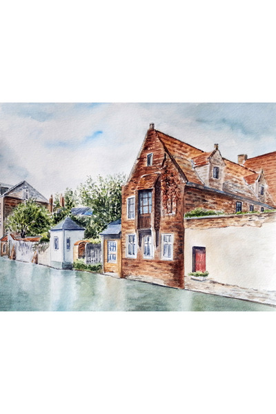Sarisa Pictură în acuarelă originală pentru decorarea casei 29x22 cm -Fără ra...