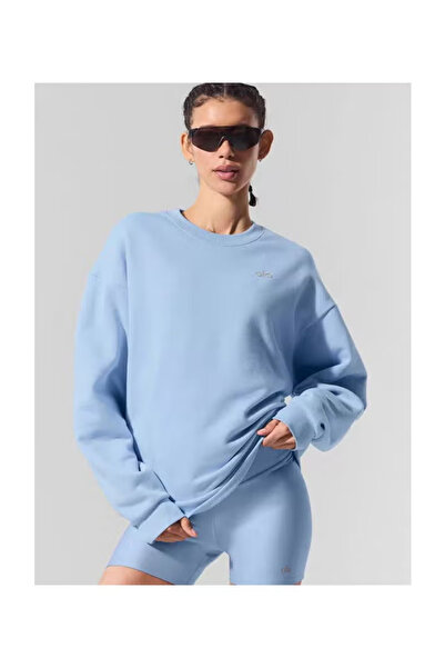 Alo ​Alo Crewneck Long-Sleeve Oversized Unisex Sweatshirt, Solid Color Minima...