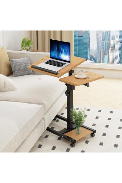 Generic Adjustable overbed table, mobile laptop desk with edge guard