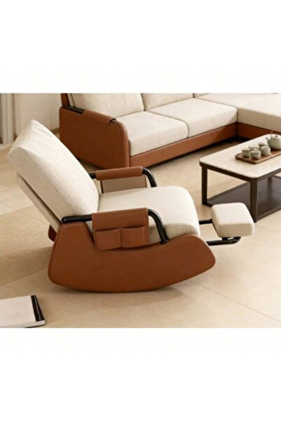 Tiokkss أريكة هزازة مبطنة بتصميم كلاسيكي مع جيب جانبي ومسند للقدمين، قابلة لل...