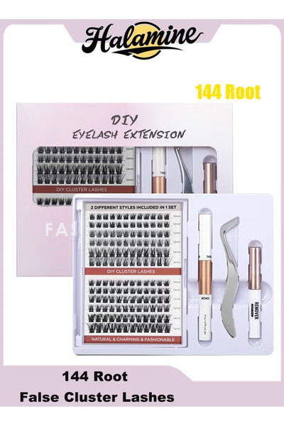 BSMBIOO 144 individual false lash clusters, DIY lash extensions, natural fini...