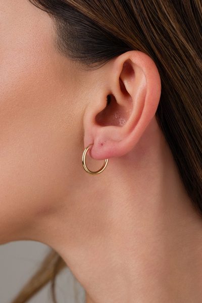 Zeynepli gold & jewelry 14 AYAR ALTIN MEDİUM OVAL HALKA KÜPE