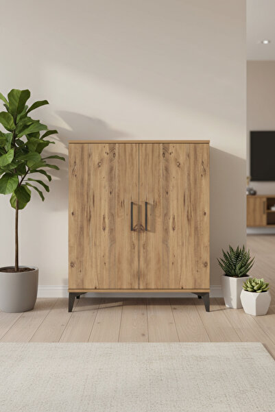 EnTrendMobilya Silva Şifonyer 2 Raflı 2 Kapaklı Çam - 88x30x106 cm