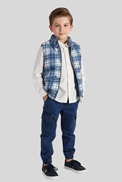 ww waka waka kids store Boys' 3-Piece Set: Checkered Puffer Vest, Long Sleeve...