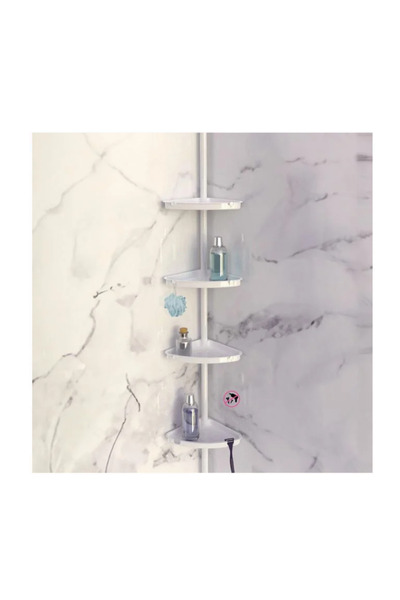Lumi LUXURY Etajera Alba de Colt Telescopica cu 4 Rafturi pentru Baie 19.5x26...