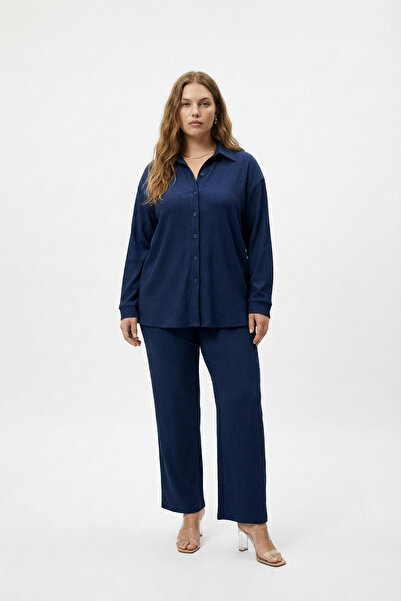 Elisho Shirt Collar Wrinkle Fabric 2-Piece Set