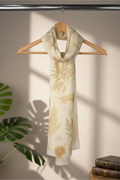 Defne&Apollon İpekçilik 100% Silk Ecoprint Scarf 22 X 140 cm Karma13