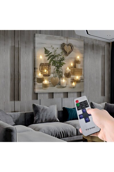 EMYA HOME Led Işıklı Uzaktan Kumandalı Mumlar Kanvas Tablo