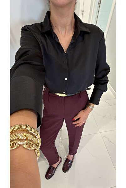 BİRCANÇİL Nudras Black Satin Shirt