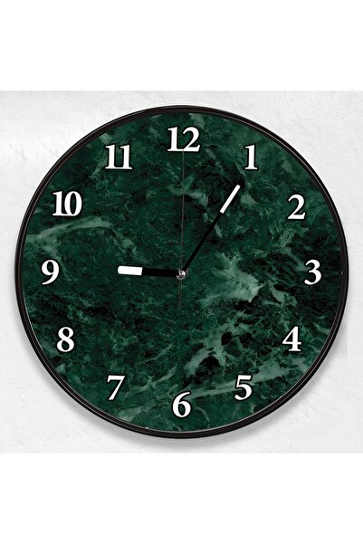EMYA HOME 3D Yeşil Mermer Kanvas Duvar Saati - 30 cm
