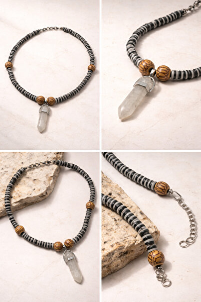 Handmade Natural Stone Quartz Pointed Bohemian Necklace