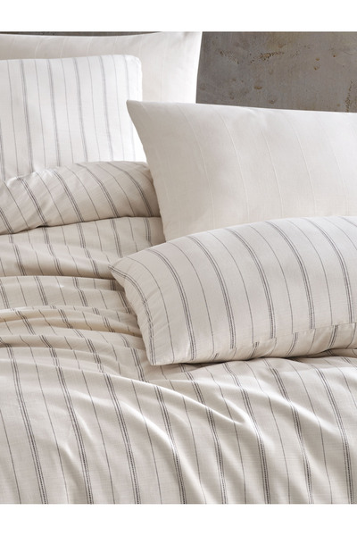 NazeninHome Σετ Παπλωματοθήκη PureTouch με Φυσικό Βαμμένο Νήμα, Διπλό, 100% Β...