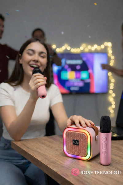 ROSE TEKNOLOJİ KABLOSUZ KARAOKE MİKROFONLU RBG IŞIKLI TAŞINABİLİR BLUETOOTH H...