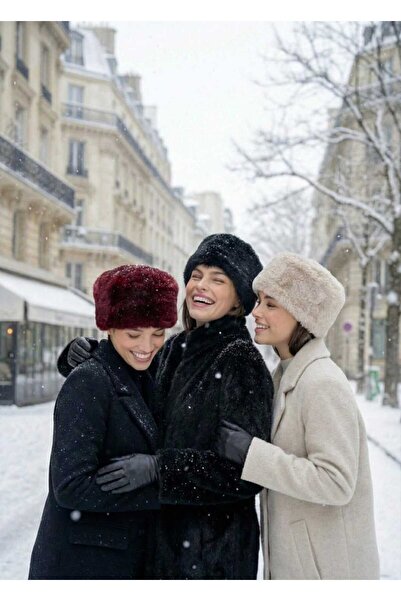 LAGRANZE طقم قبعات شتوية نسائية من القطيفة مكون من 3 قطع