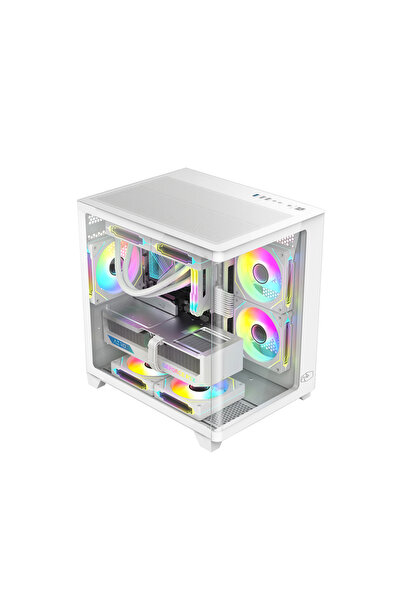 GAMETECH SMALL PRİME V3 KUMANDALI ARGB 5X120MM FANLI MATX BİLGİSAYAR KASASI BEYAZ