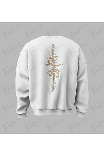 Nulivez Japanese Sword Design Back Printed High Quality Unisex Oversized O Ne...
