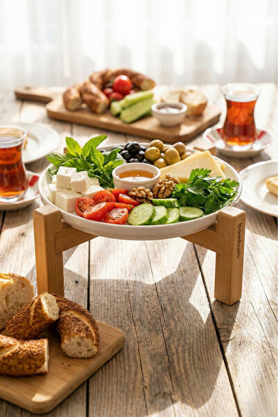 Bambum Alpina Footed Ceramic Serving Presentation Breakfast Plate 26 cm