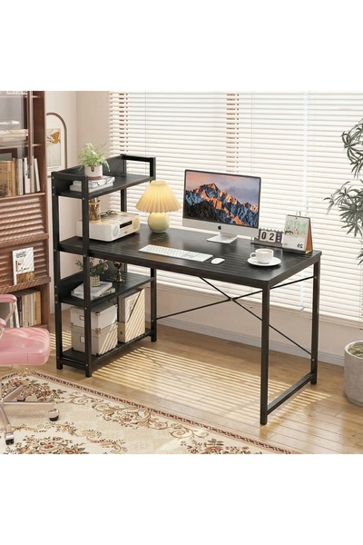 ZUIHAO Study Desk Table for Home Office,4-layer Reversible Bookshelf Storage ...