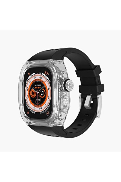 Green Lion Royal Watch with Silicone Strap 49mm by Green Lion, Transparent/Black