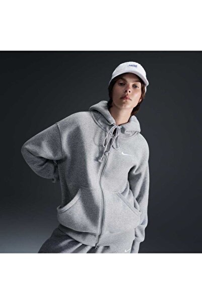 Nike Sportswear Phoenix Fleece Bol Kesimli Tam Boy Fermuarlı Kadın Kapüşonlu ...