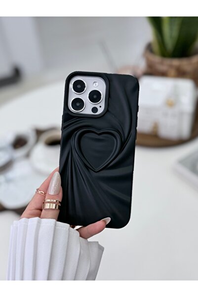 Go Aksesuar iPhone 16 Promax Compatible 3D Matte Satin Heart Embossed Pattern...