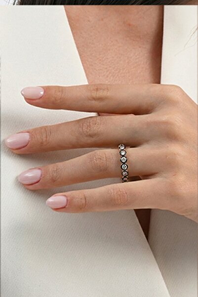 Söğütlü Silver 925 Ayar Gümüş Yüzük Rose Elmas Montürlü Zirkon Taşlı Tamtur Y...