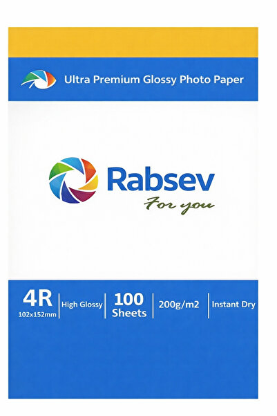 Rabsev Fotoğraf Kağıdı 10x15cm Parlak 200gr 4R ( 1 Paket 100 Adet )