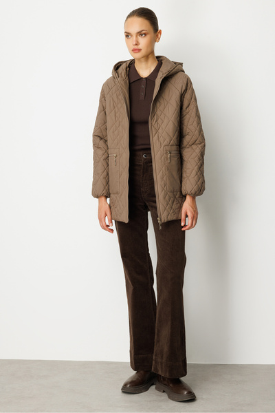 Trenç Baklava Desen Kapitone Mont 5819