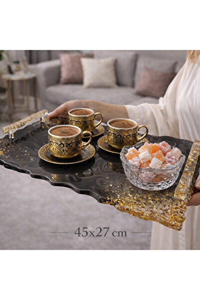 ARTEVIA HOME Luxury Black - Büyük Tepsi - Siyah (45x27cm) - Söz Nişan Damat, ...