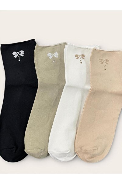 Ekinoks çorap 4'lü Kadın Çorap Taşlı Dikişsiz