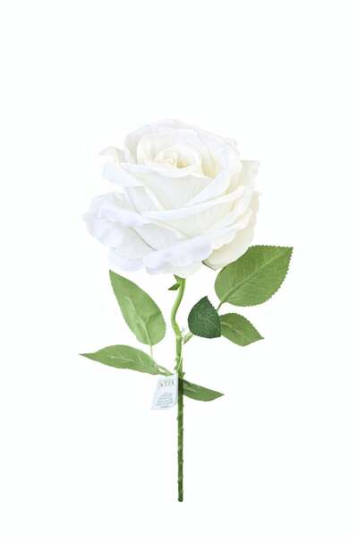 OEM Artificial white rose with velvet petals 50 cm flower diameter 8-9 cm