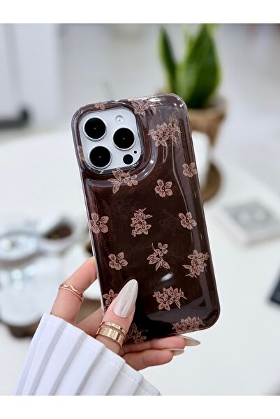 Go Aksesuar iPhone 16 Promax Compatible Shine Brown Flower Color Gradient Shi...