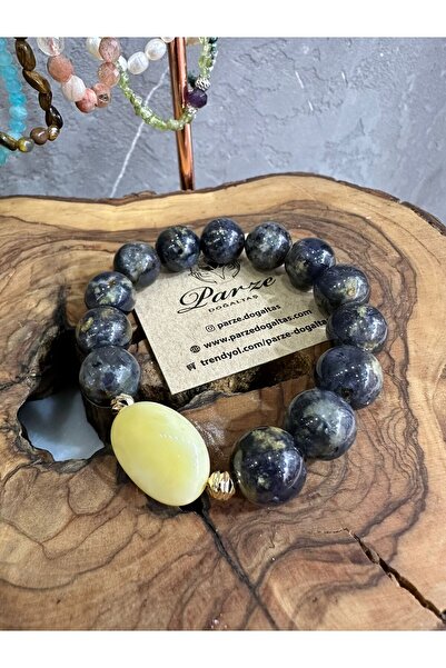 parze doğaltaş Iolite and Amber Natural Stone Bracelet