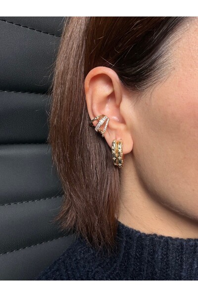 DGK COLLECTİON 14K gold renk,altın kaplama tasarım şık earcuff