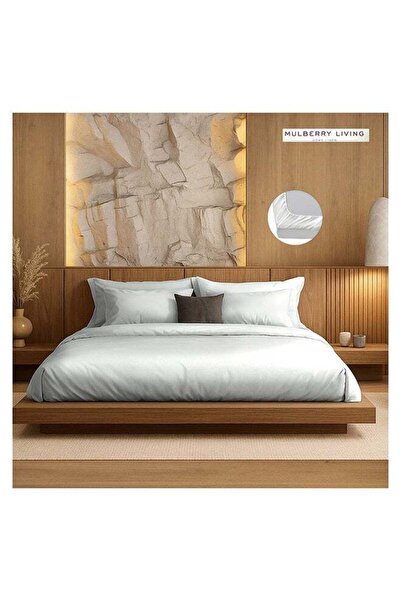 MULBERRY LIVING Silken Berry Art Silk Satin - 300 TC King Fitted Bedsheet Set...