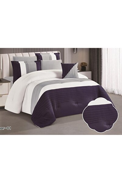 alzawia مفرش صيفي نفر ونص بتصميم مقلم عصري .. وتطريز يضفي لمسة أناقة ..