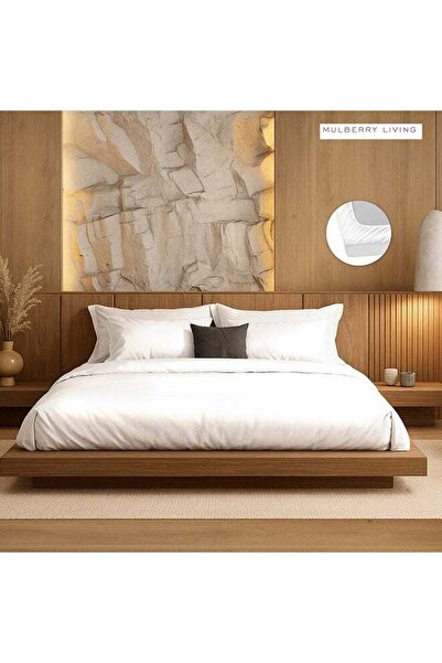 MULBERRY LIVING Silken Berry Art Silk Satin - 300 TC Queen Fitted Bedsheet Se...