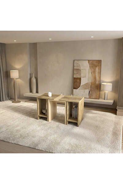 Stylish Home Medium coffee table in wood and beige - CT16