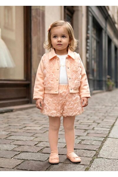 Miaras Girl's Special Design 3D Rose Jacket Skirt T-Shirt Combination