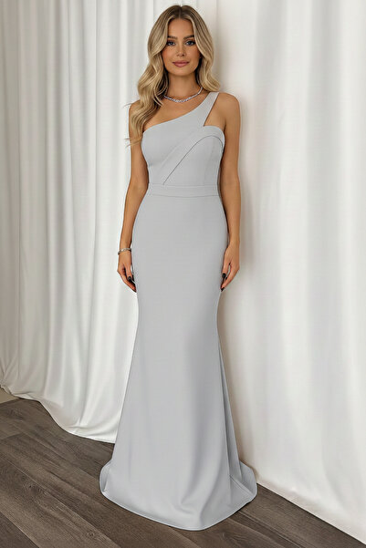 KHİ-ZAİ Women's Scuba Fabric Cross Collar Strap Fish Dress Evening Dress