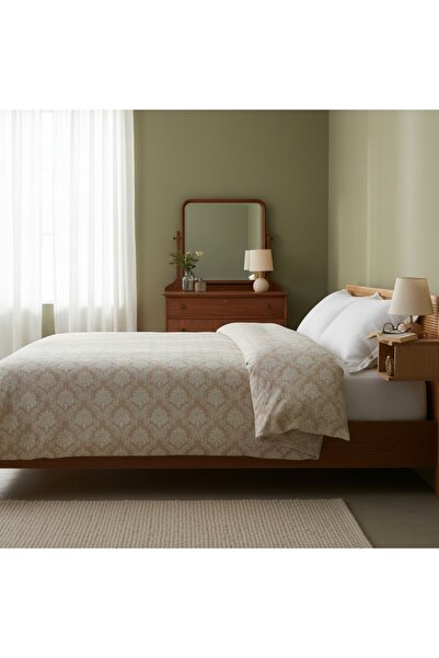 Comfort Craft Quality Printed Single Pique Bedspread - Damask Desn Beige Cott...
