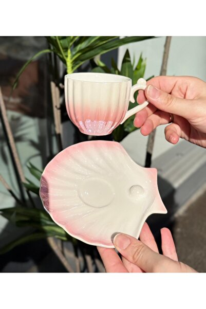 Onedekor طقم فناجين قهوة من 6 قطع من البورسلين اللؤلؤي باللون الوردي