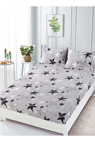 trendyhome Cocolino Bed Cover with Elastic, 3 Pieces – 180×200 cm, Star Patte...