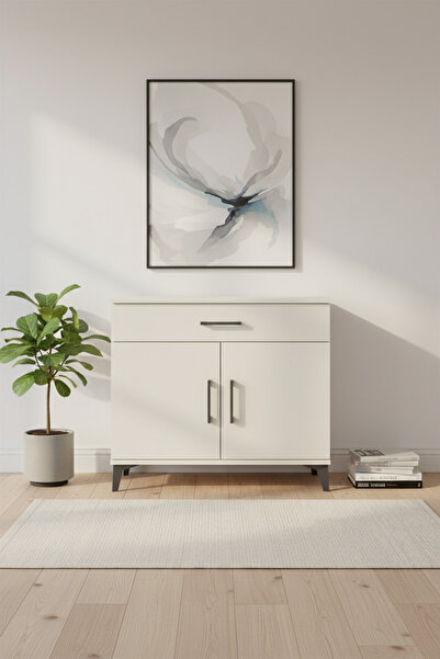 EnTrendMobilya Silva Şifonyer: Tek Çekmeceli, 2 Kapaklı Aytaşı Beyazı Şıklık