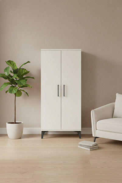 EnTrendMobilya Silva 2 Kapaklı Dolap: 60x30x134 cm, Aytaşı Rengi, 2 Raflı